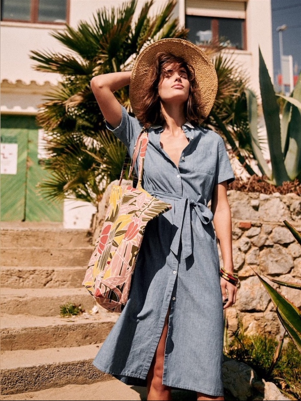 Sezane Alex chambray robe dress